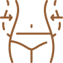 Um desenho da barriga de uma mulher com setas apontando para ela.